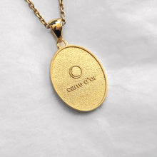 Load image into Gallery viewer, 14k 18k gold oval owl pendant necklace
