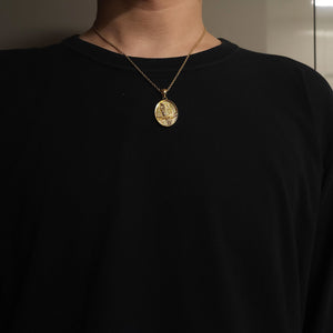 14k 18k gold oval owl pendant necklace
