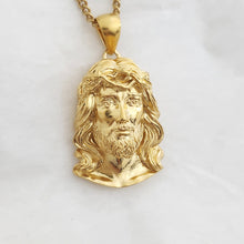 Load image into Gallery viewer, 14k 18k gold Jesus pendant necklace 3
