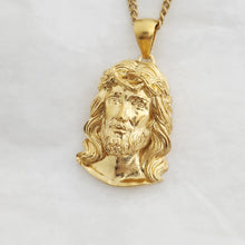 Load image into Gallery viewer, 14k 18k gold Jesus pendant necklace 3
