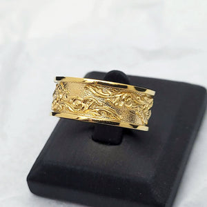 14k 18k gold wide baroque ornament ring 2
