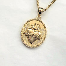 Load image into Gallery viewer, 14k 18k gold sacred heart of Jesus pendant necklace
