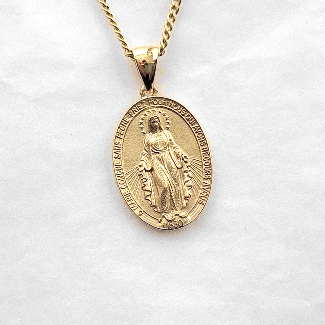 14k 18k gold miraculous medal necklace 1 Medium for women