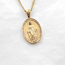 Load image into Gallery viewer, 14k 18k gold miraculous medal necklace Small 18.5mm

