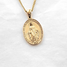 Load image into Gallery viewer, 18k 14k gold miraculous medal necklace Large 21mm for women and men
