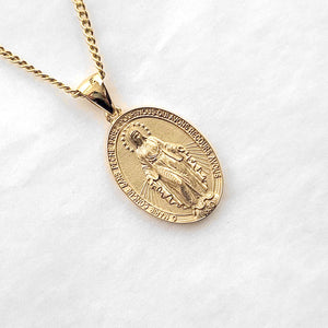 14k 18k gold miraculous medal necklace Small 18.5mm