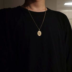 14k 18k gold oval lion pendant necklace 2