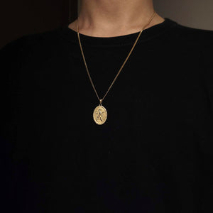 14k 18k gold oval lion pendant necklace 2
