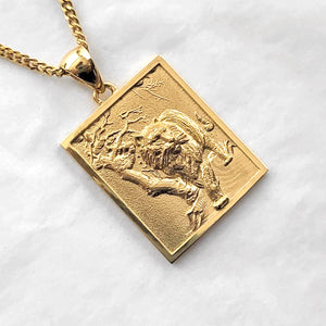 14k 18k gold tiger necklace pendant 2 for men