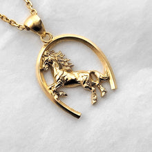 Load image into Gallery viewer, 14k 18k gold horse necklace pendant 1 for men

