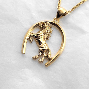 14k 18k gold horse necklace pendant 1 for men