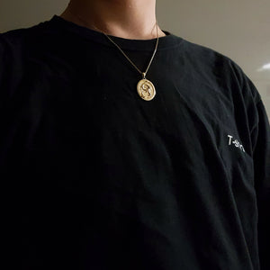 14k 18k gold oval Korean dragon pendant necklace 1