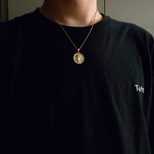 14k 18k gold oval Jesus pendant necklace 1