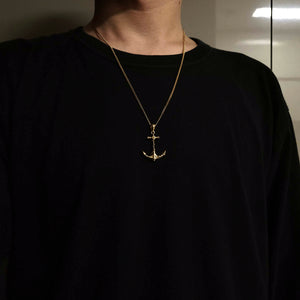 14k 18k gold anchor pendant necklace