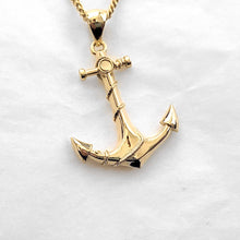 Load image into Gallery viewer, 18k 14k gold anchor necklace pendant 1 for men
