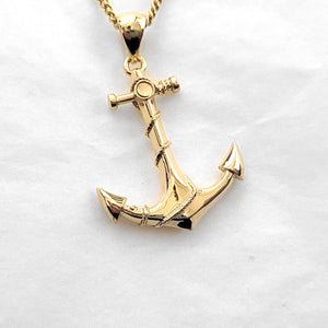 14k 18k gold anchor pendant necklace
