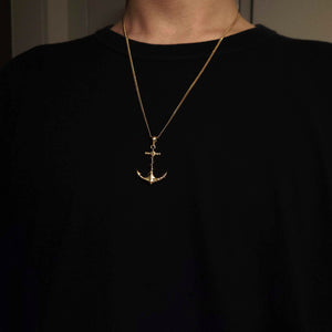 14k 18k gold anchor pendant necklace