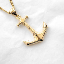 Load image into Gallery viewer, 14k 18k gold anchor pendant necklace
