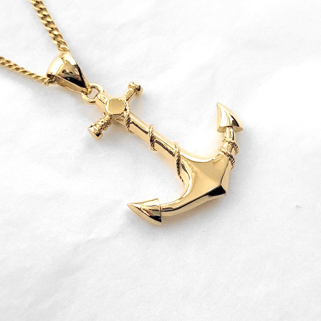 men's anchor pendant necklace in 14k and 18k gold