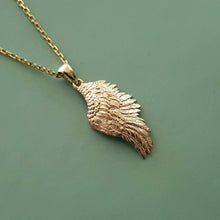 Load image into Gallery viewer, 14k 18k gold angel wing necklace pendant 1 Medium for women and men

