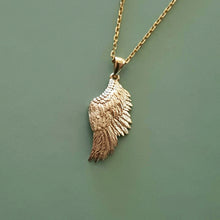Load image into Gallery viewer, 14k 18k gold angel wing necklace pendant 1 Medium for women and men
