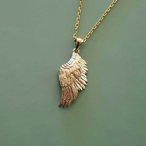 14k 18k gold angel wing pendant necklace 1 Medium