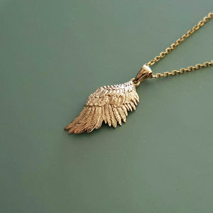 14k 18k gold angel wing necklace pendant 1 Medium for women and men