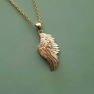 men's and women's angel wing pendant necklace in 14k and 18k gold