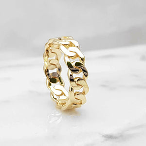 14k 18k gold cuban chain ring 1 Small 6mm