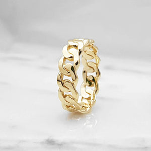 14k 18k gold cuban chain ring 1 Small 6mm