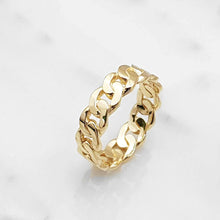 Load image into Gallery viewer, 14k 18k gold cuban chain ring 1 Small 6mm

