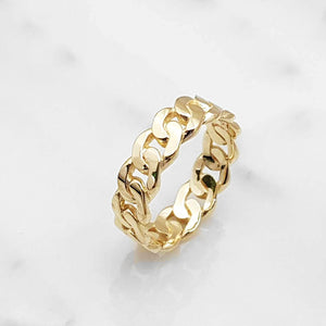 14k 18k gold cuban chain ring 1 Small 6mm