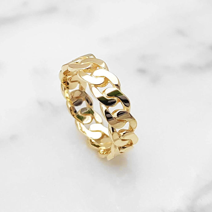 women's chain ring in 14k and 18k gold