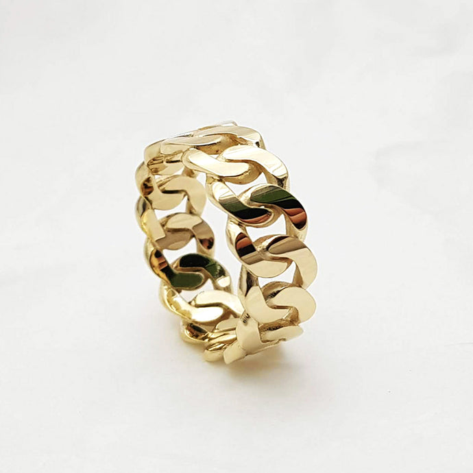 men's and women's chain ring in 14k and 18k gold
