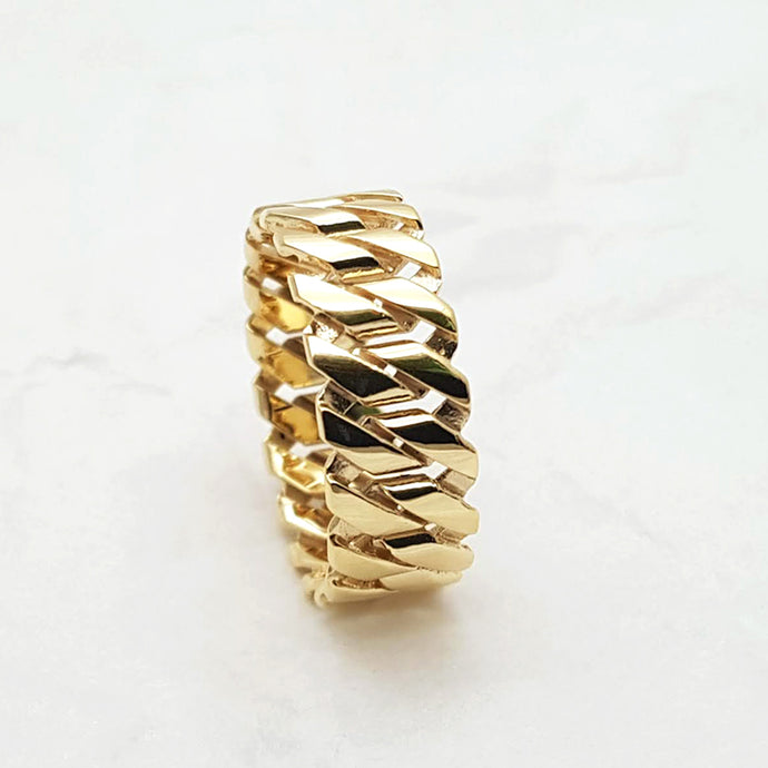 women's and men's chain ring in 14k and 18k gold