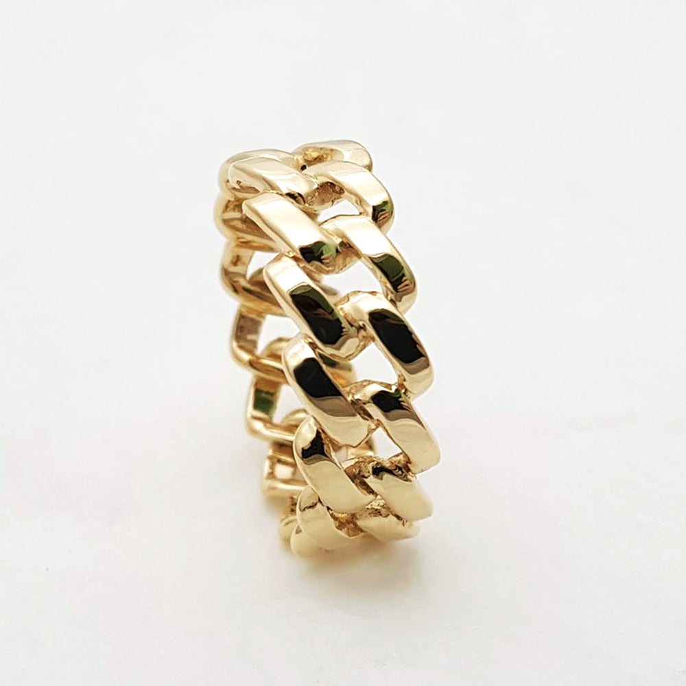women's and men's chain ring in 14k and 18k gold