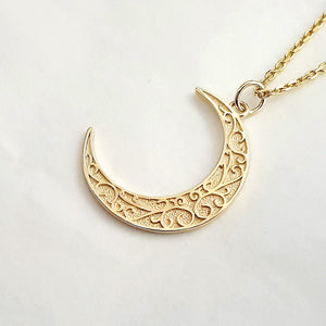 14k 18k gold crescent moon necklace pendant 1 for women and men