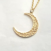 Load image into Gallery viewer, 14k 18k gold crescent moon necklace pendant 1 for women and men
