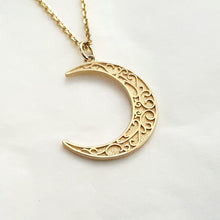 Load image into Gallery viewer, 14k 18k gold crescent moon necklace pendant

