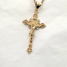 Load image into Gallery viewer, 14k 18k gold crucifix pendant necklace 3 Large 40mm
