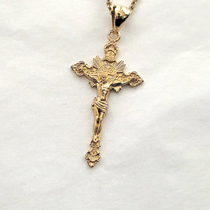 14k 18k gold crucifix pendant necklace 3 Large 40mm