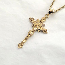 Load image into Gallery viewer, 14k 18k gold crucifix cross necklace pendant 3 Large 40mm for men
