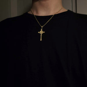 14k 18k gold crucifix pendant necklace 3 Large 40mm