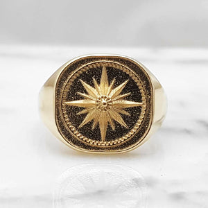 14k 18k gold men's compass ring 1