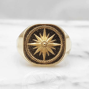 14k 18k gold compass ring 1 for men