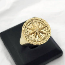 Load image into Gallery viewer, 14k 18k gold circle compass ring 2 for men
