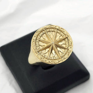 14k 18k gold circle compass ring 2