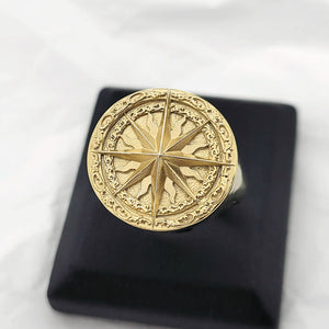 14k 18k gold circle compass ring 2