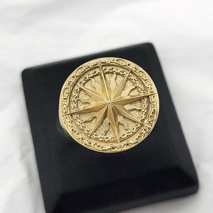 men's compass ring in 14k and 18k gold