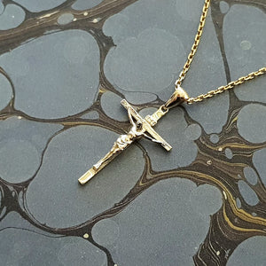 14k 18k gold crucifix cross necklace pendant 1 S 23mm womens necklace